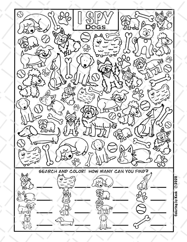 I spy dogs coloring page printout download colouring search