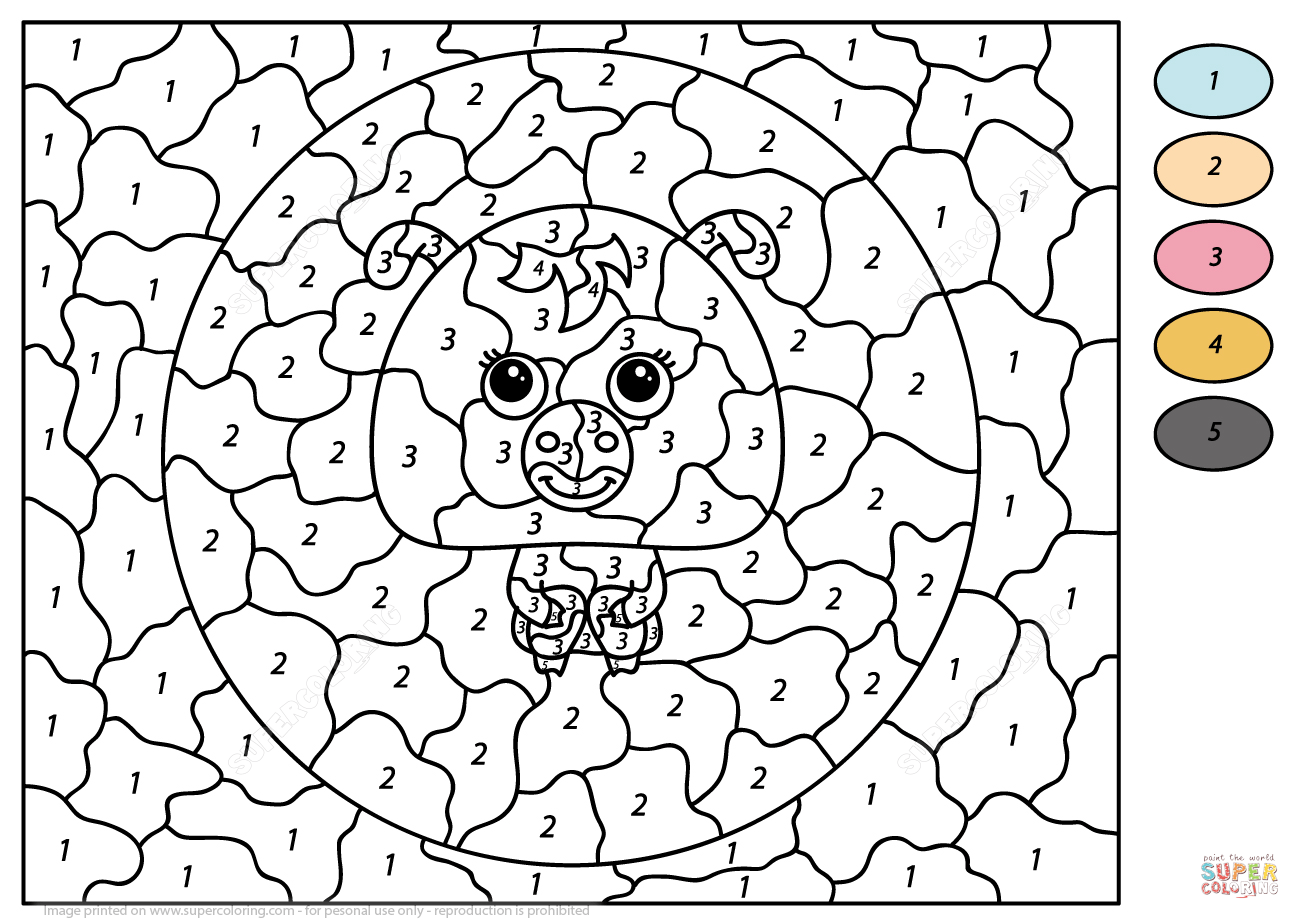 Funny dog color by number free printable coloring pages