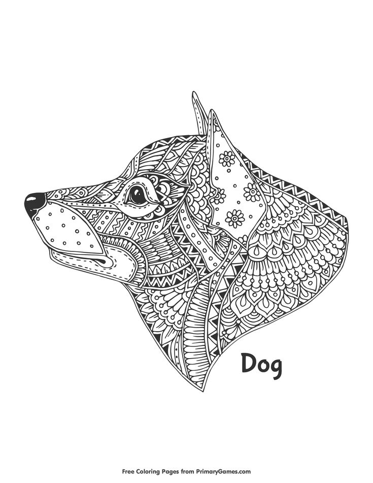 Zentangle dog head coloring page â free printable ebook dog coloring page coloring pages new year coloring pages