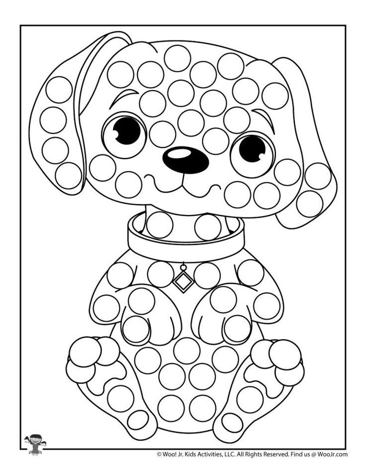 Puppy dog free animal dot coloring sheet to print woo jr kids activities childrens publishing dot marker activities pets preschool zoo phonics