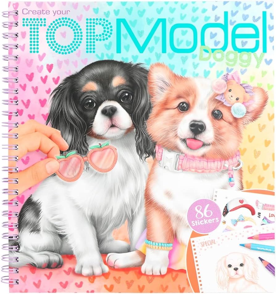 Depesche topmodel create your doggy patterns to create dogs colouring book with sticker sheet multi