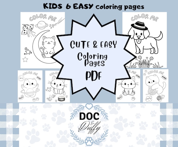 Easy coloring pages for kids printable cat and dog coloring sheets for kids kids activities simple cat coloring pages coloring pictures download now