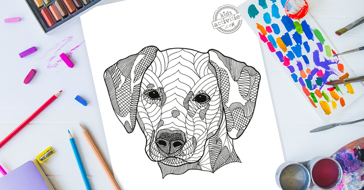 Dazzling zentangle dog coloring page kids activities blog