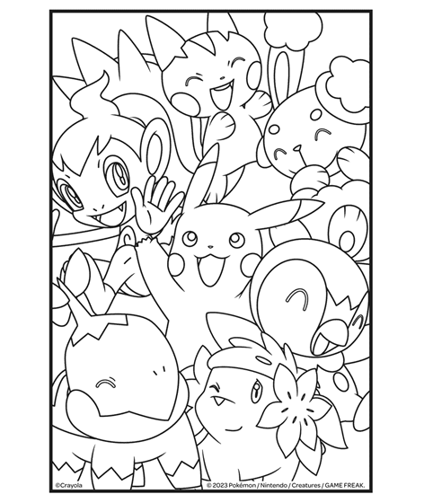 Pokemon pikachu piplup and friends coloring page