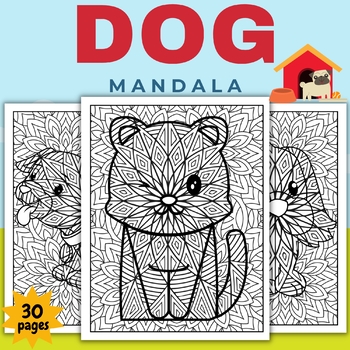 Printable dog mandala coloring pages sheets
