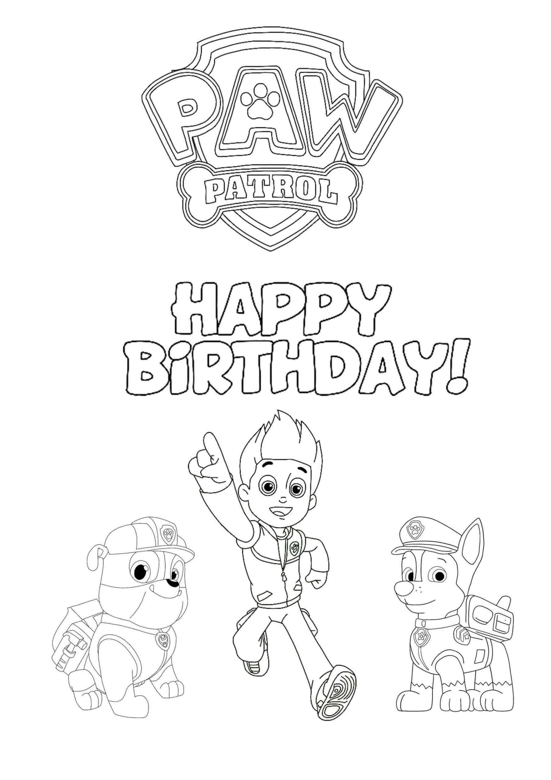 Paw patrol happy birthday coloring page birthday coloring pages paw patrol coloring pages paw patrol coloring