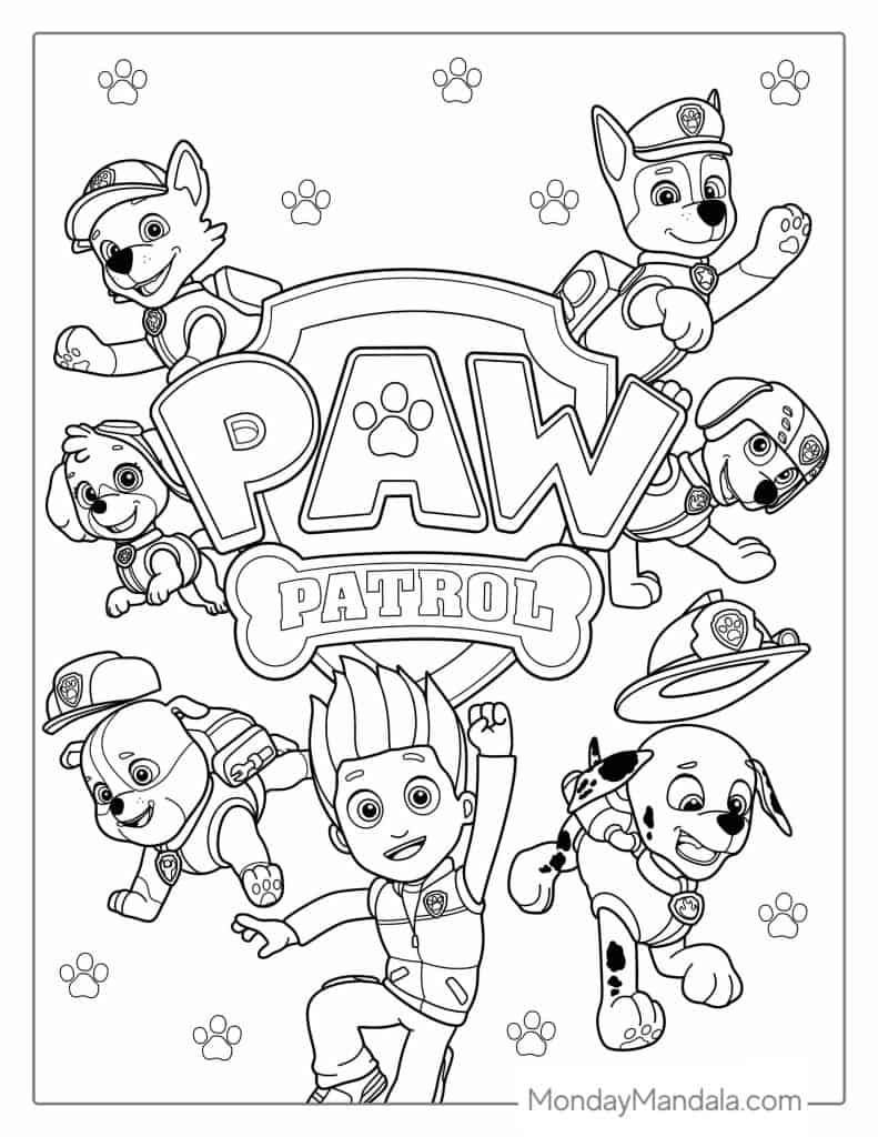 Paw patrol coloring pages free pdf printables