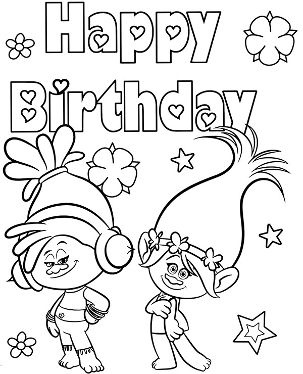 Trolls happy birthday greeting card