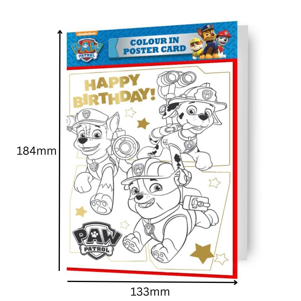 Paw patrol birthday card colour in poster card official responsibly resourced