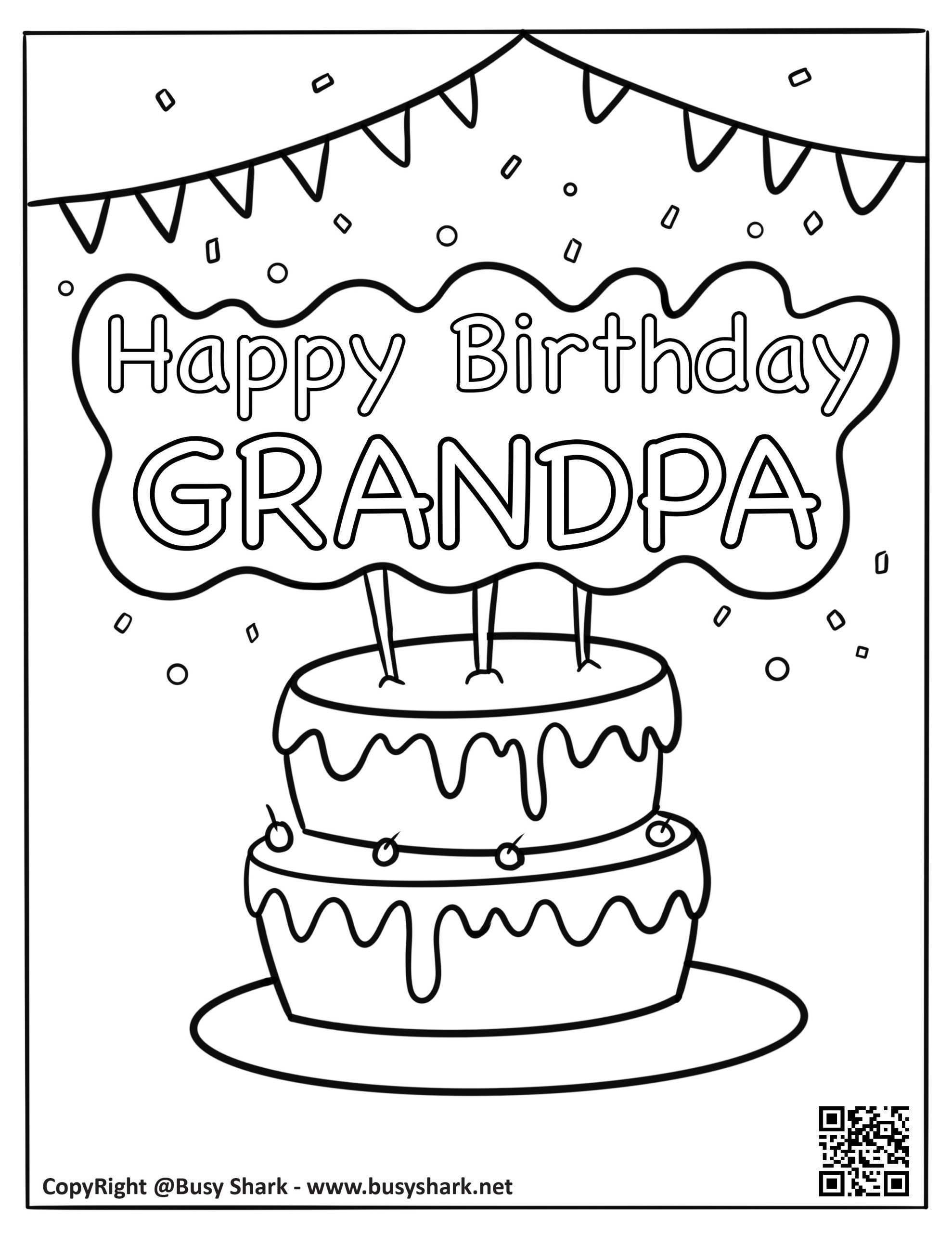 Happy birthday grandpa coloring page free printable