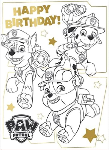 Paw patrol louring fold out poster birthday cardmulti lourpa stationery office supplies