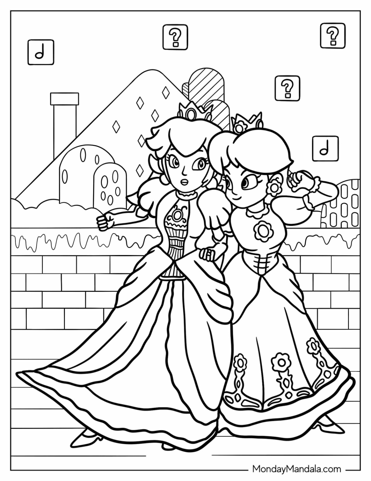 Princess daisy coloring pages free pdf printables