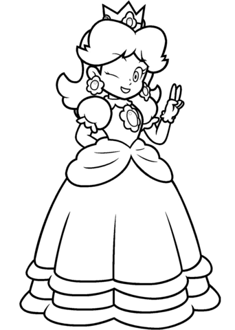 Mario princess daisy coloring page free printable coloring pages