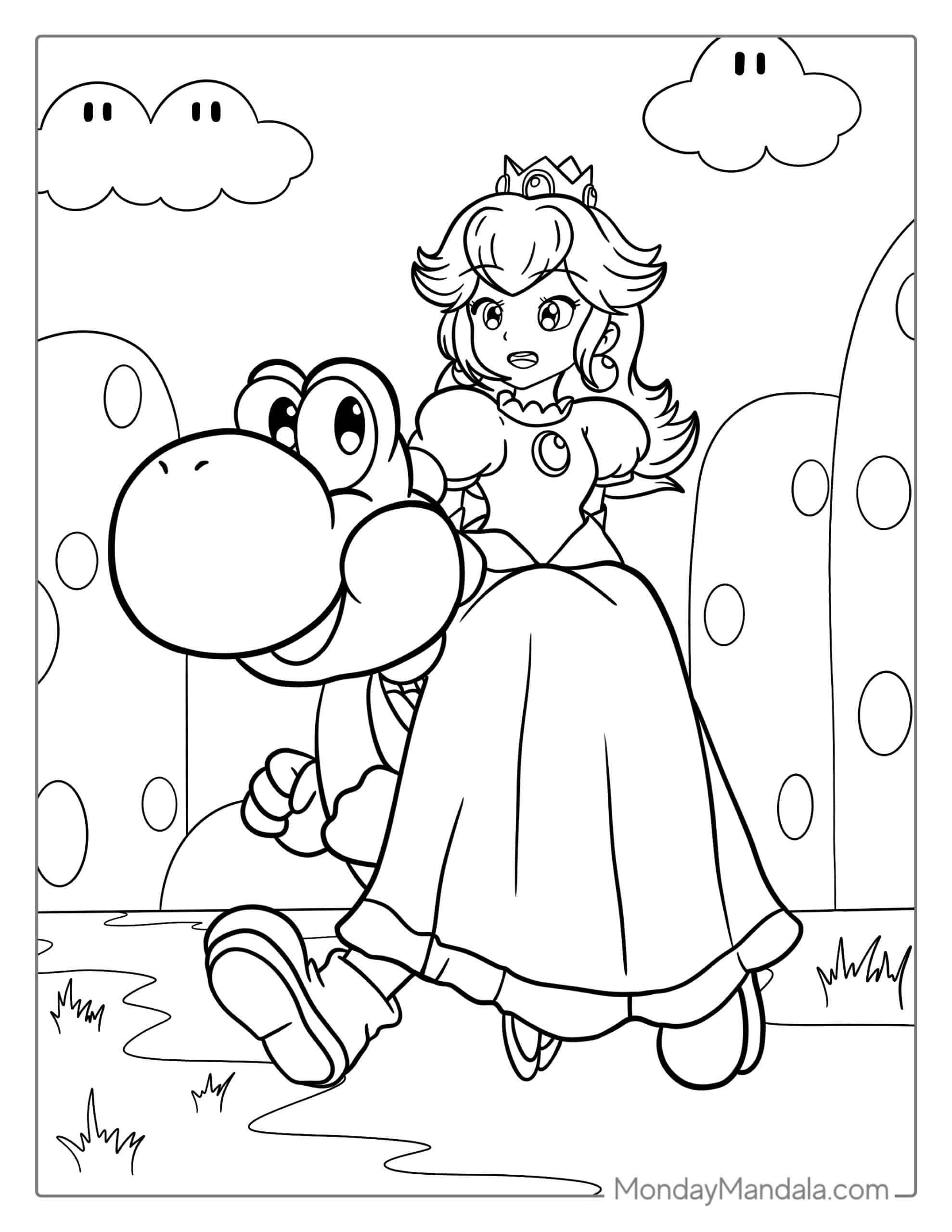Princess peach coloring pages free pdf printables coloring pages witch coloring pages cute coloring pages