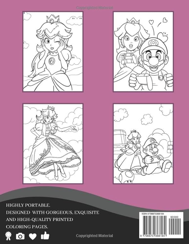 Princess peach coloring book new edition beautiful and unique designs for all fans vroswell beau books