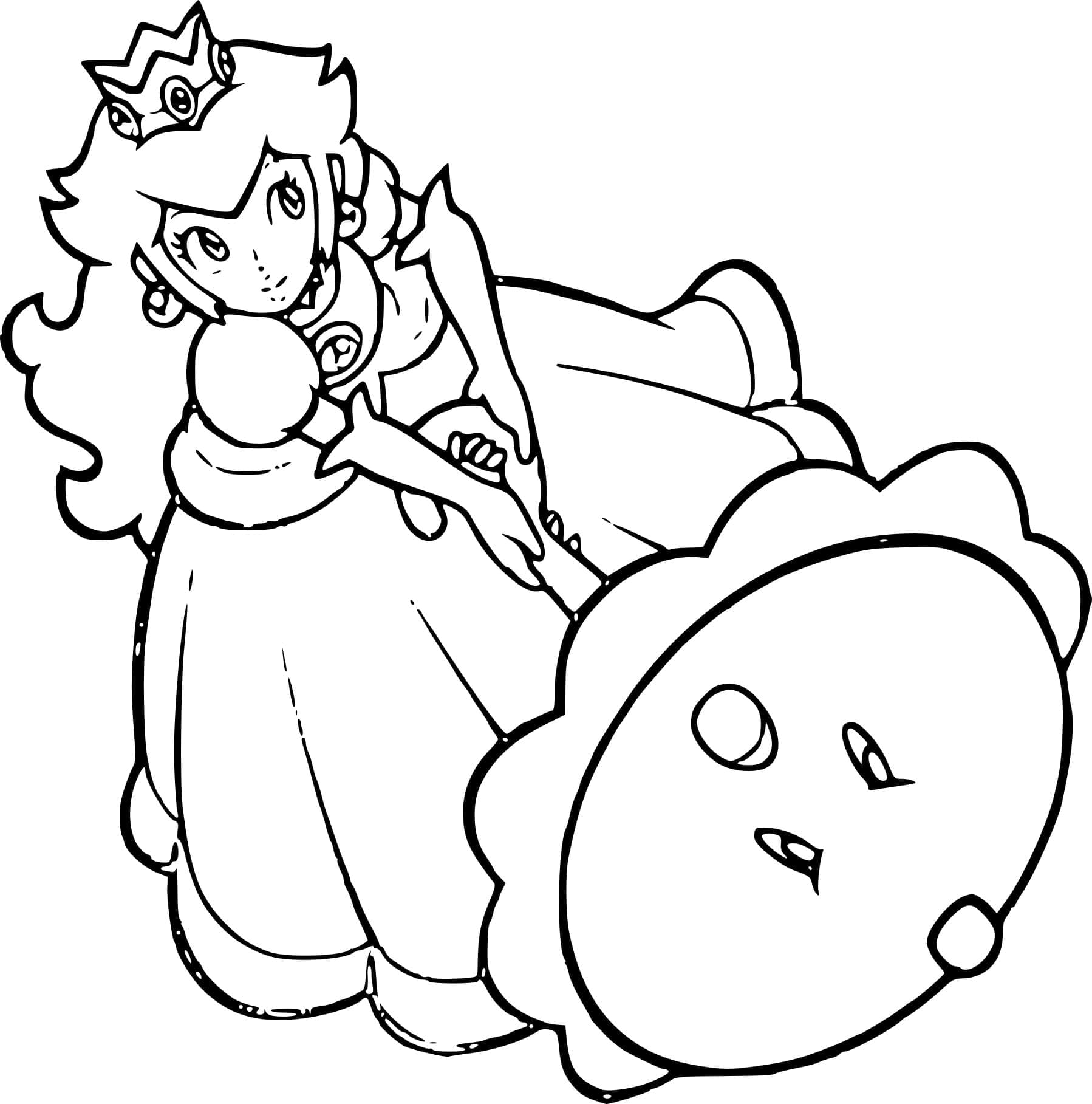 Princess peach and umbrella coloring page