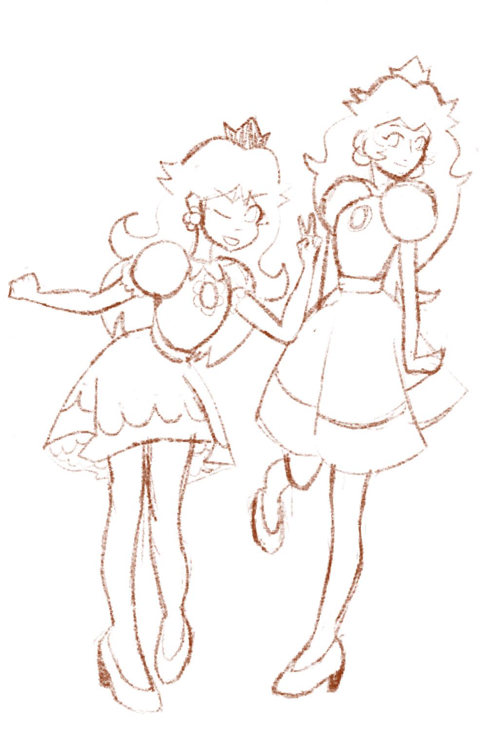 Classic princess daisy and peach sketch rcasualnintendo