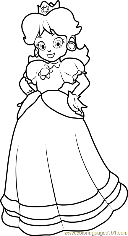 Princess daisy coloring page for kids