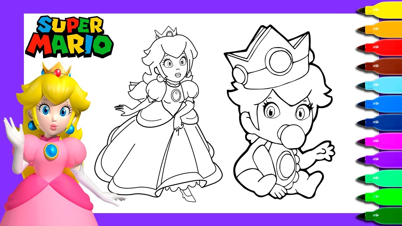 Princess peach coloring pages coloring princess peach and baby peach