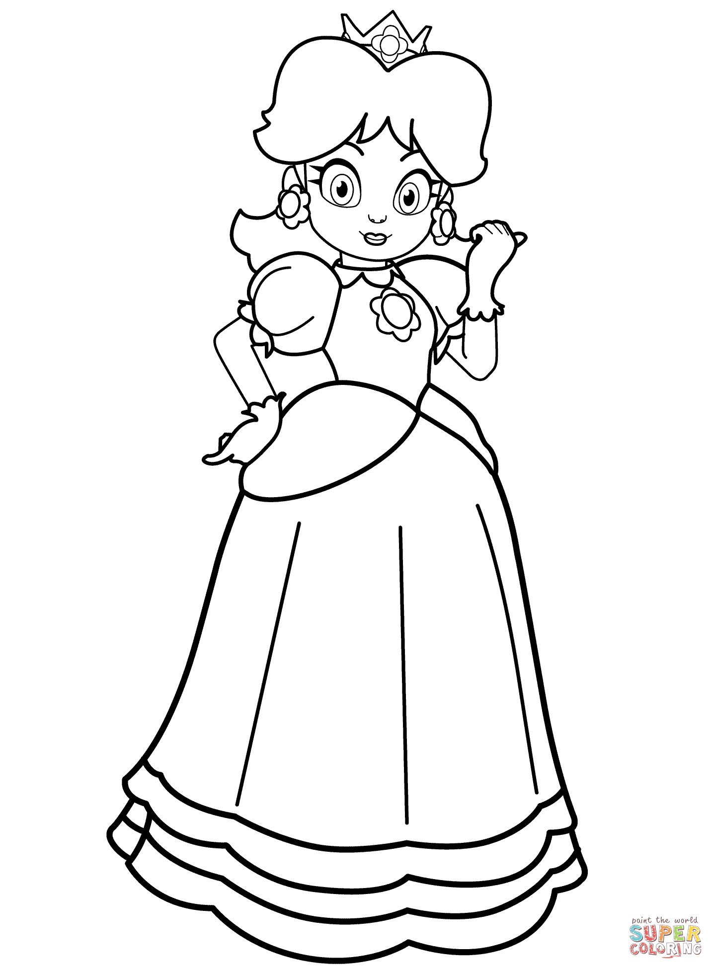 Princess daisy coloring page free printable coloring pages