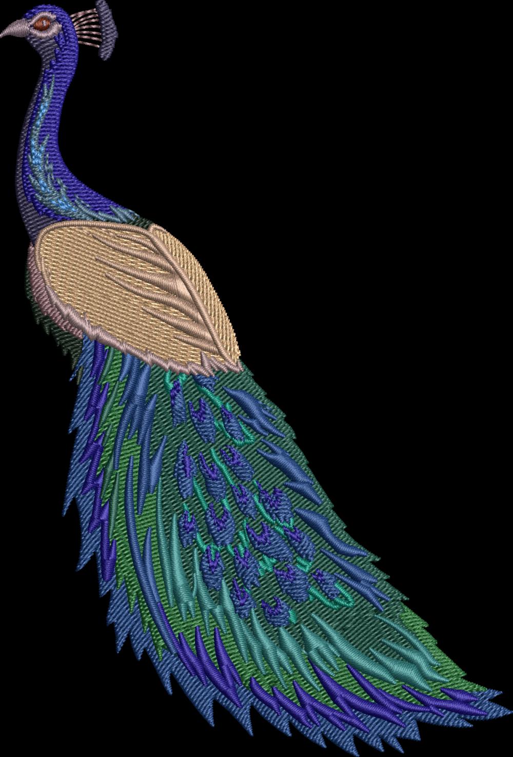 Peacock embroidery pattern for machine embroidery