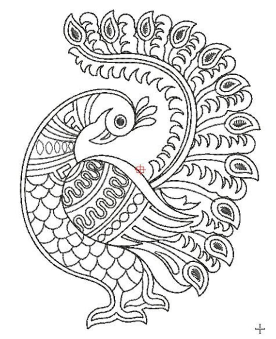 Peacock embroidery design royal peacock vintage style machine embroidery design file theuniqueapplique