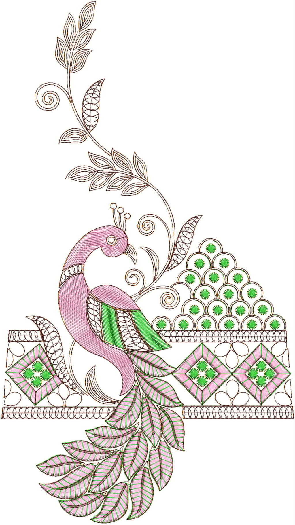 Peacock concept figure butta embroidery design