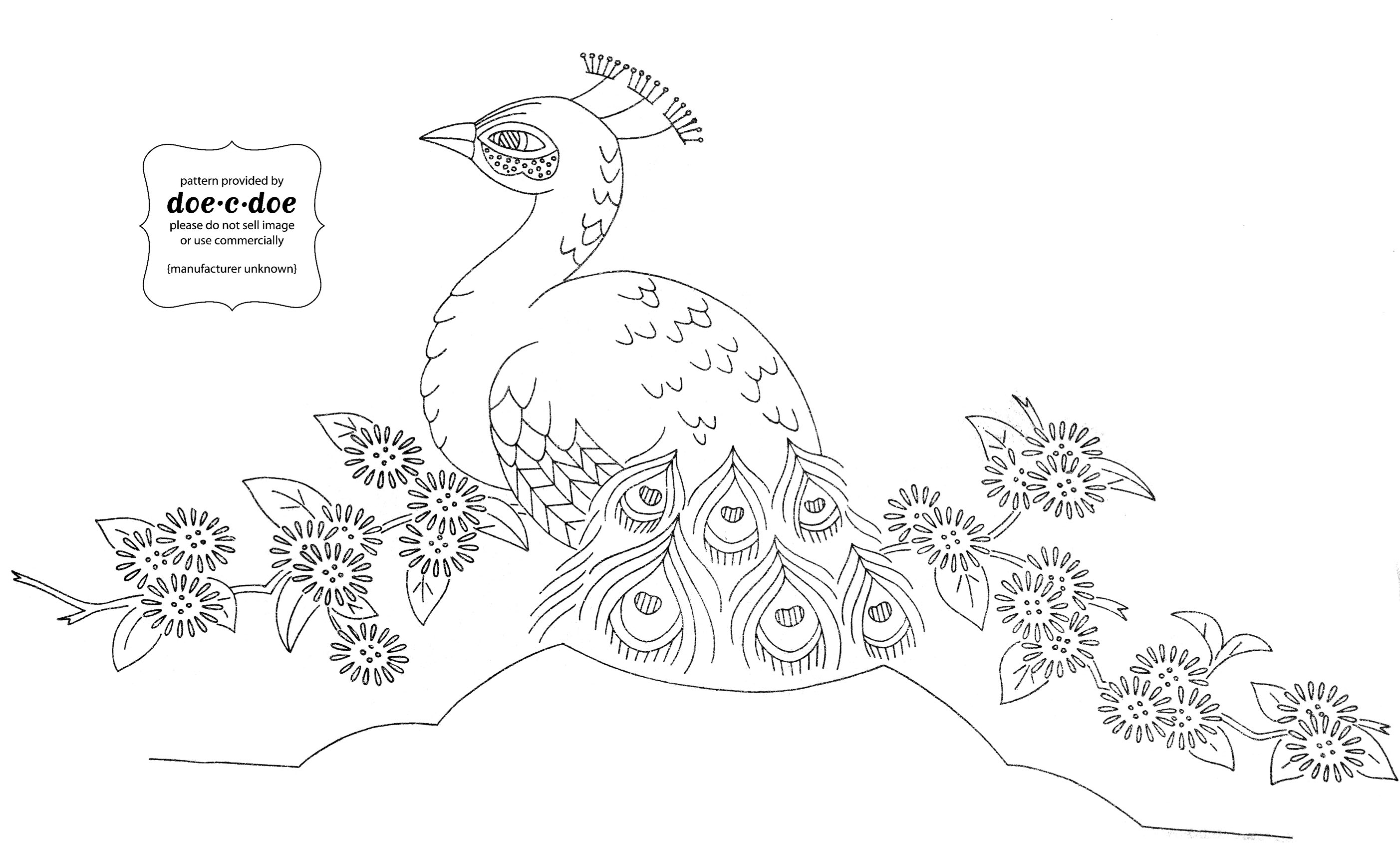 Peacock embroidery design free printable papercraft templates