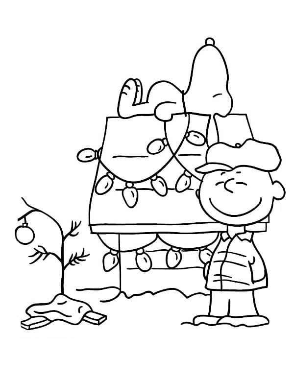 Snoopy and charlie brown on winter coloring page