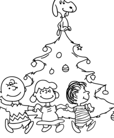 Charlie brown christmas tree coloring page with snoopy lucy and linus worksheet for pre