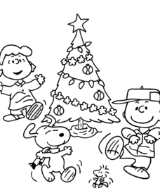 Peanuts gang christmas coloring page worksheet for pre