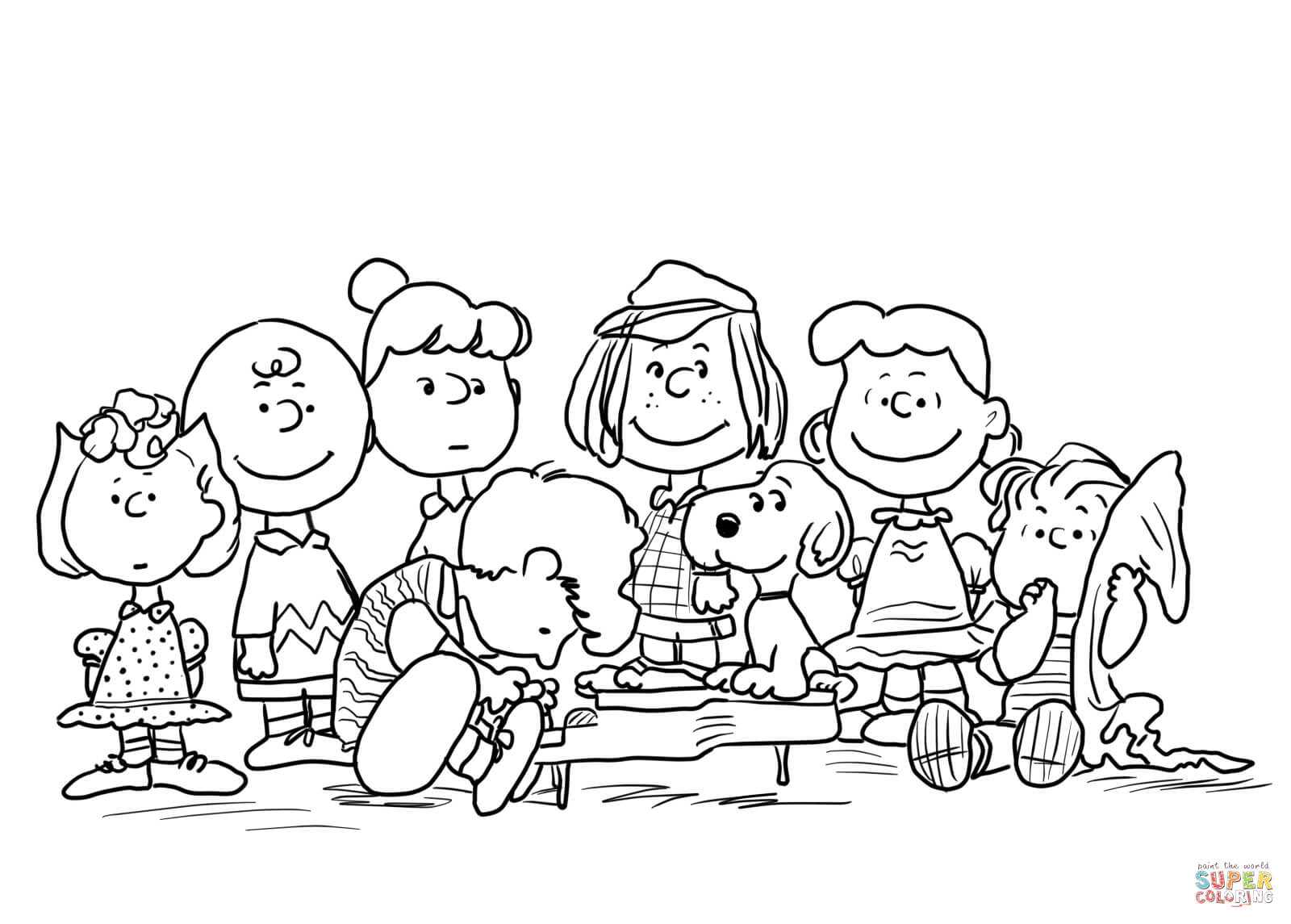 Peanuts characters coloring page free printable coloring pages