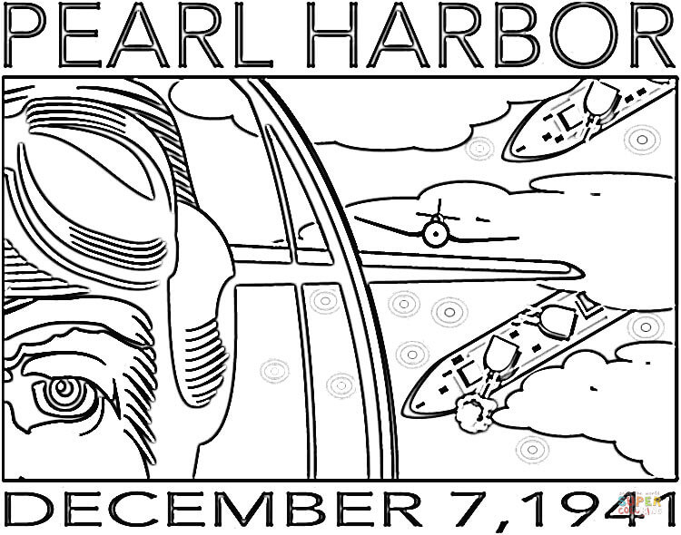 Beginning of wwii for usa pearl harbor coloring page free printable coloring pages