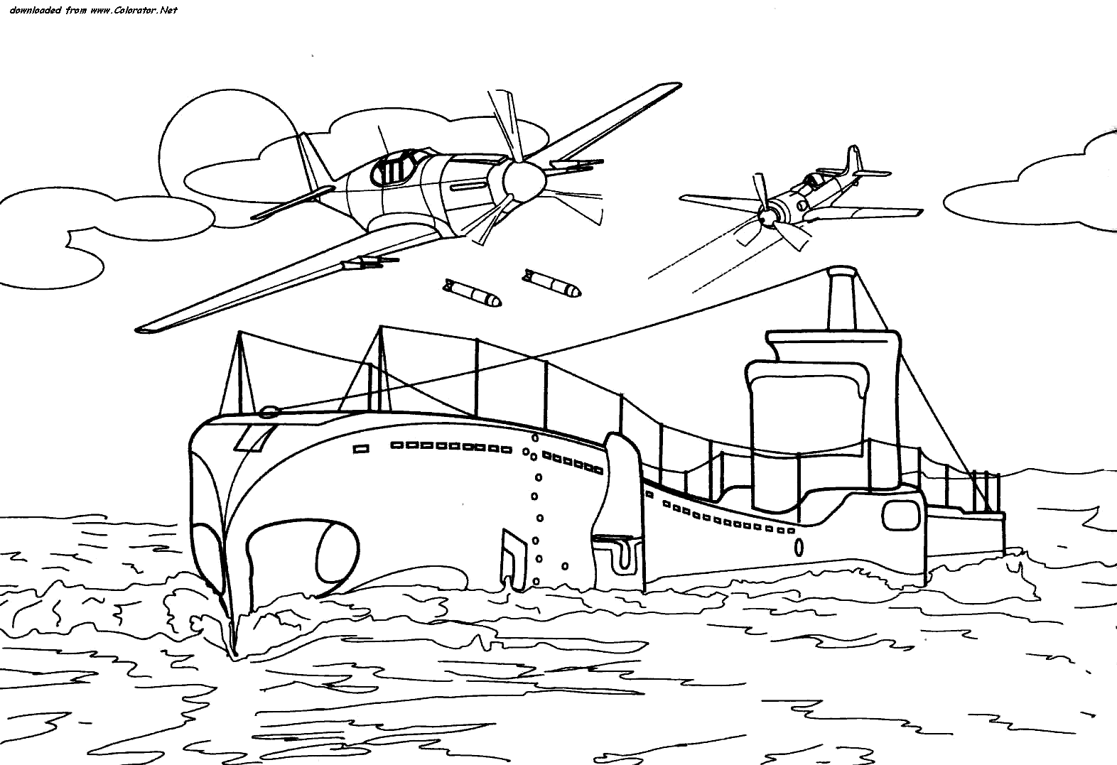 Coloring page warship transportation â printable coloring pages