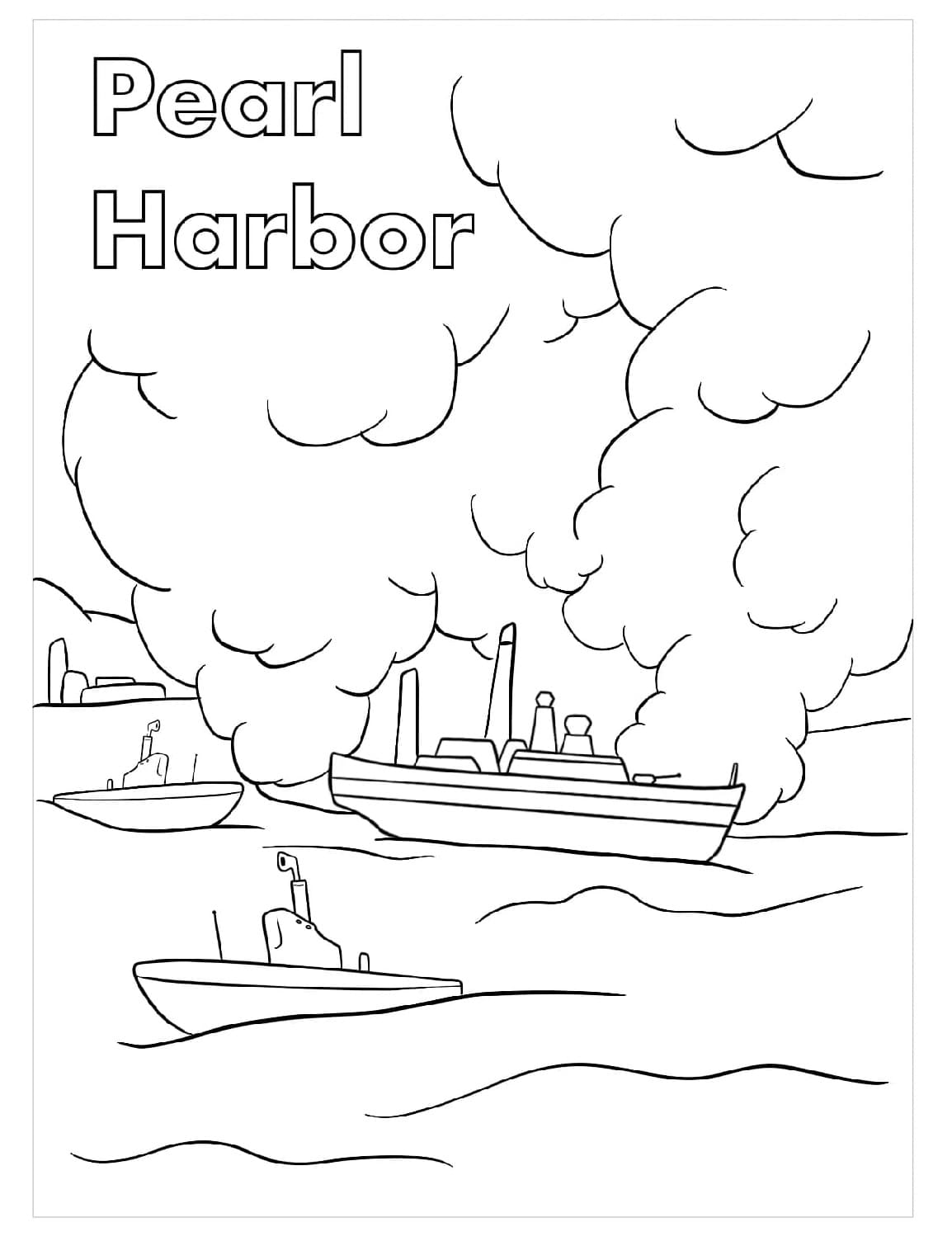 Pearl harbor ships coloring page