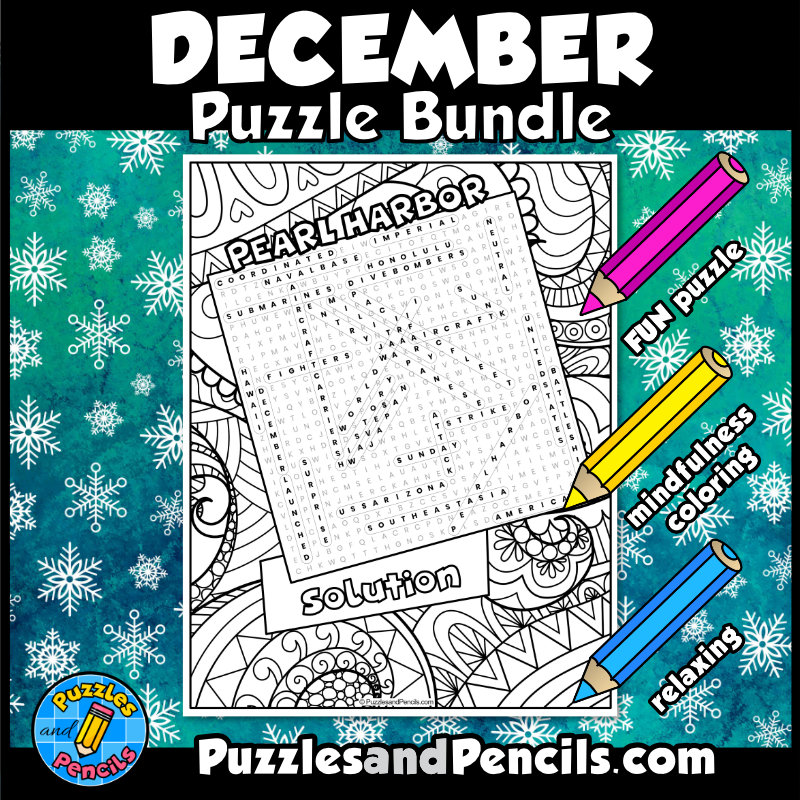 December word search puzzle activity page bundle wordsearch puzzles made by teachers