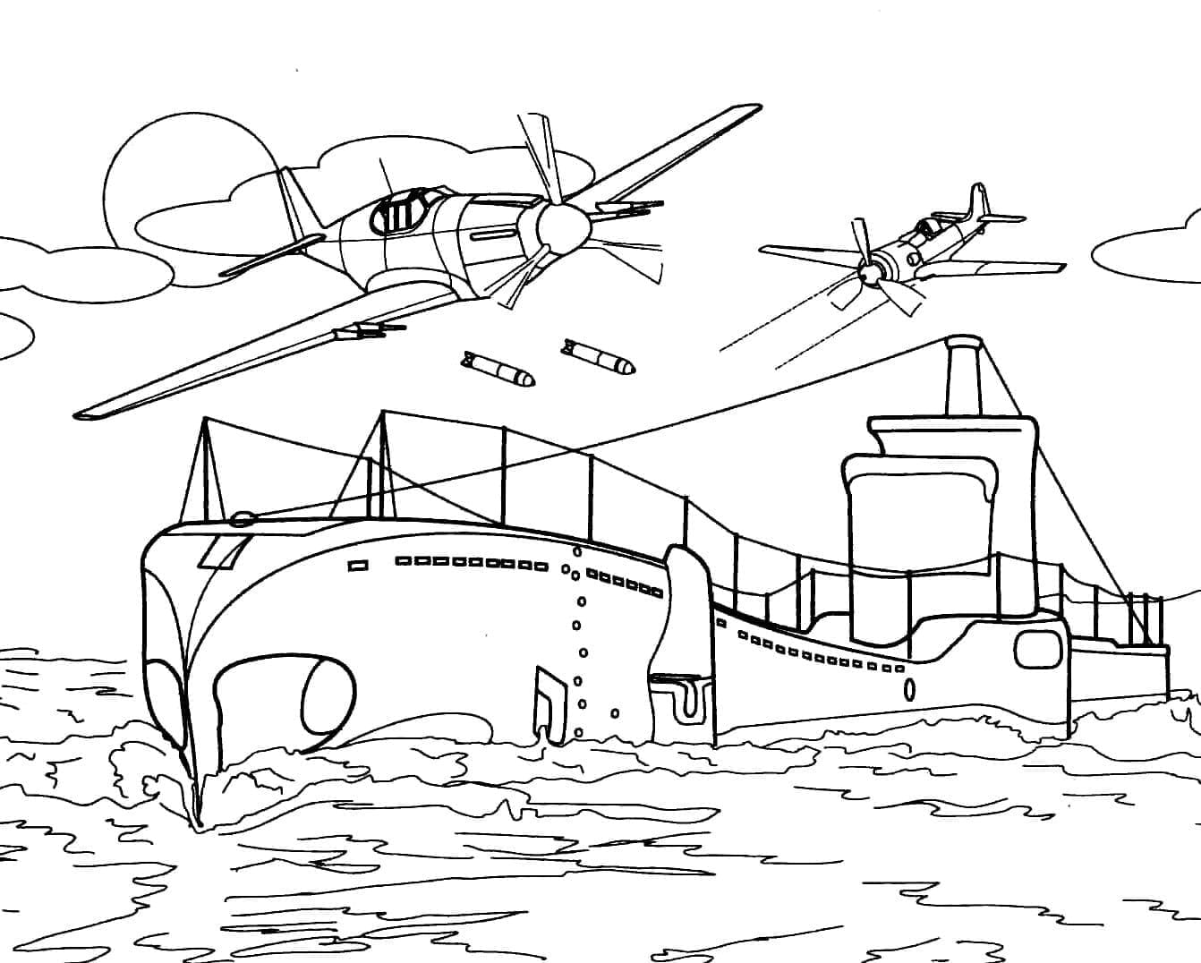 Pearl harbor to print coloring page