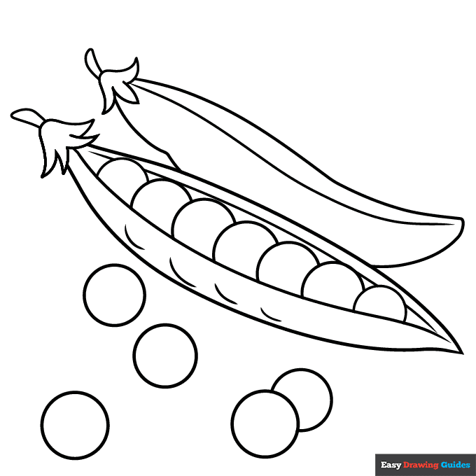 Peas coloring page easy drawing guides