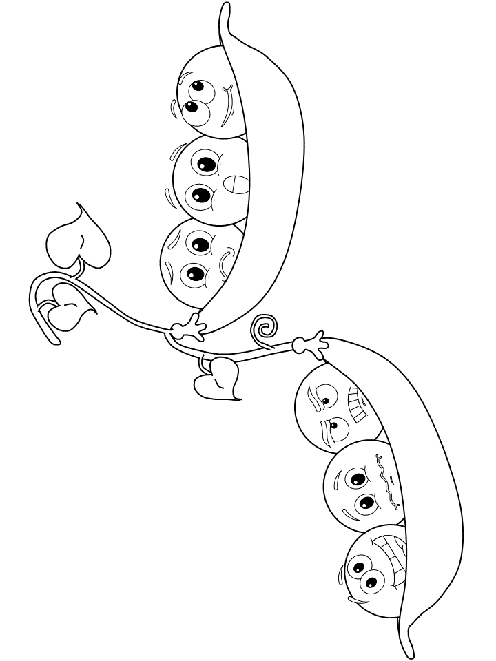Printable coloring page emotional peas in a pod