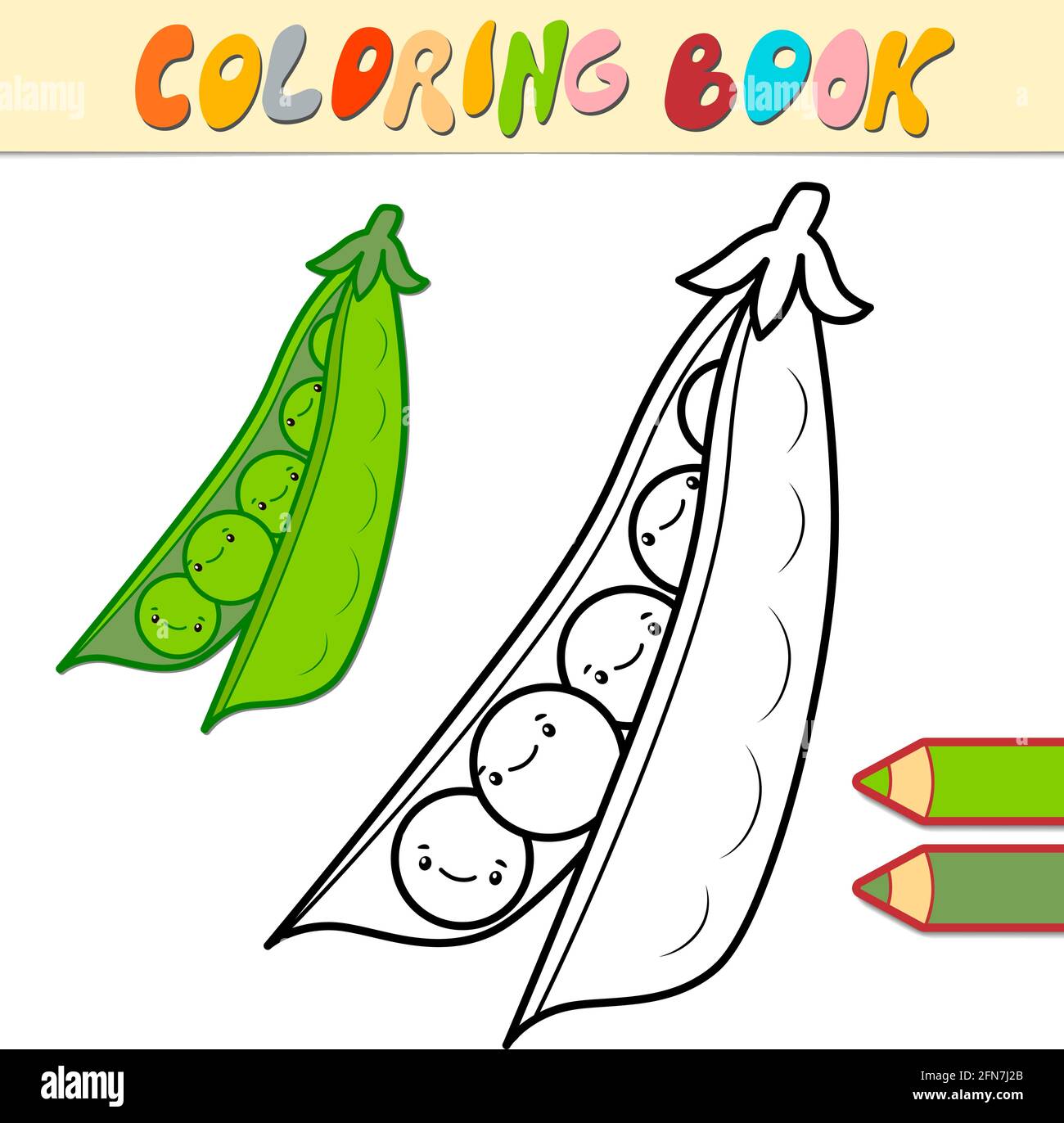 Coloring book or page for kids peas black and white vector illustration stock vector image art