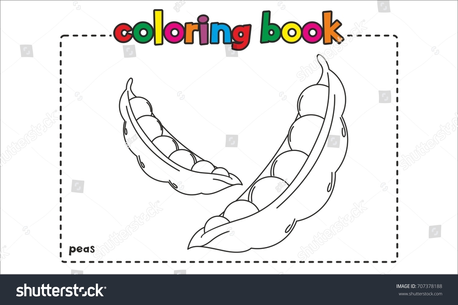 Peas coloring book kids children stock vector royalty free