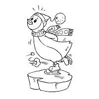 Ice skating penguin coloring pages