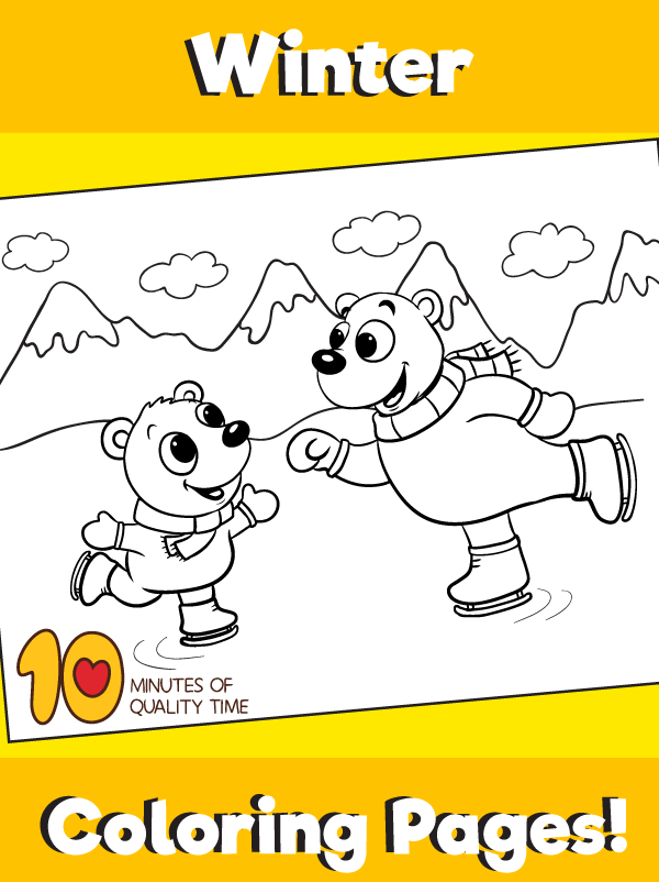 Ice skating polar bears coloring page â minutes of quality time