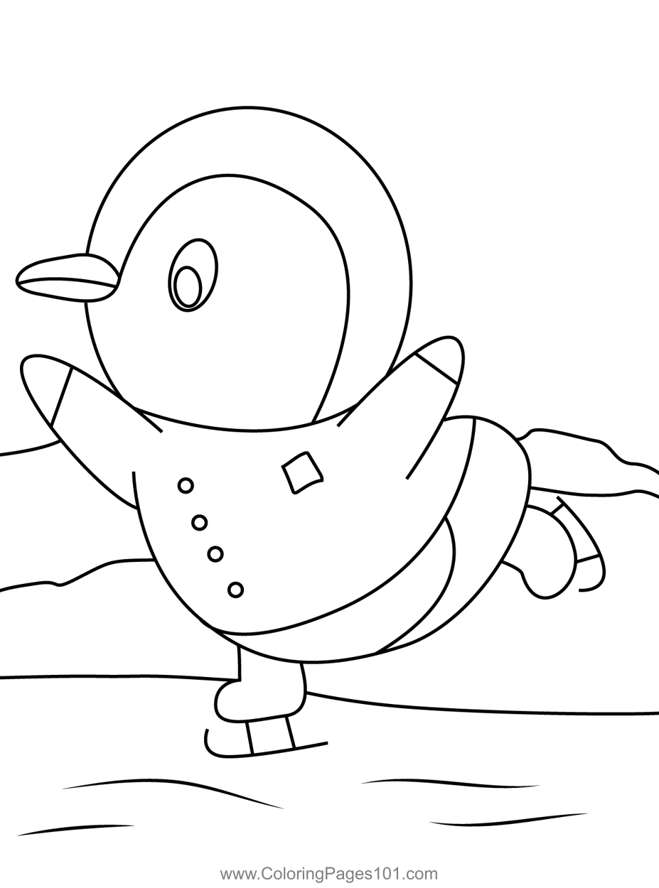 Penguin skating coloring page for kids
