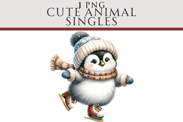 Ice skating penguin clipart single png