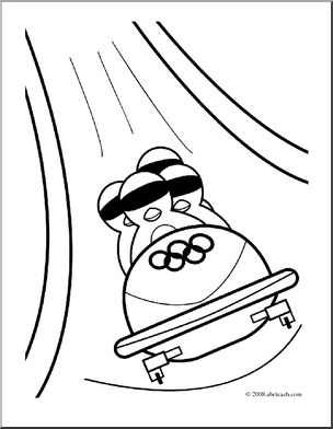 Clip art cartoon olympics penguin bob sleigh coloring page i