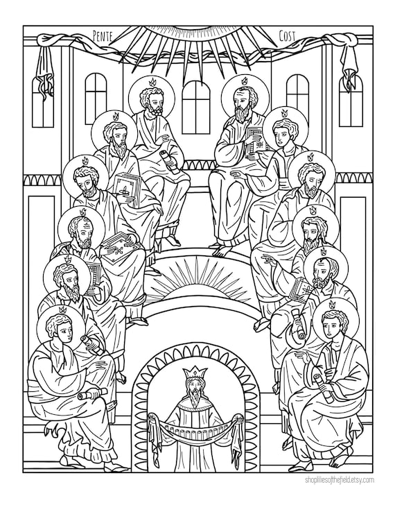 Pentecost icon coloring page instant download