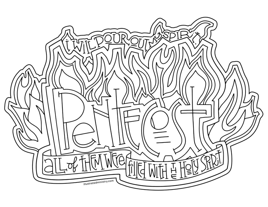 Pentecost coloring page poster â illustrated ministry