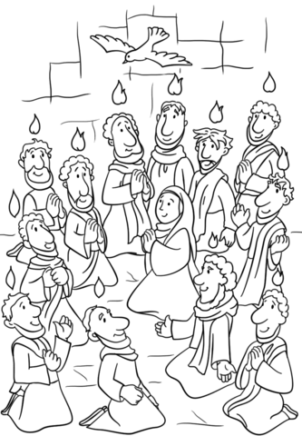 Descent of the holy spirit at pentecost coloring page free printable coloring pages