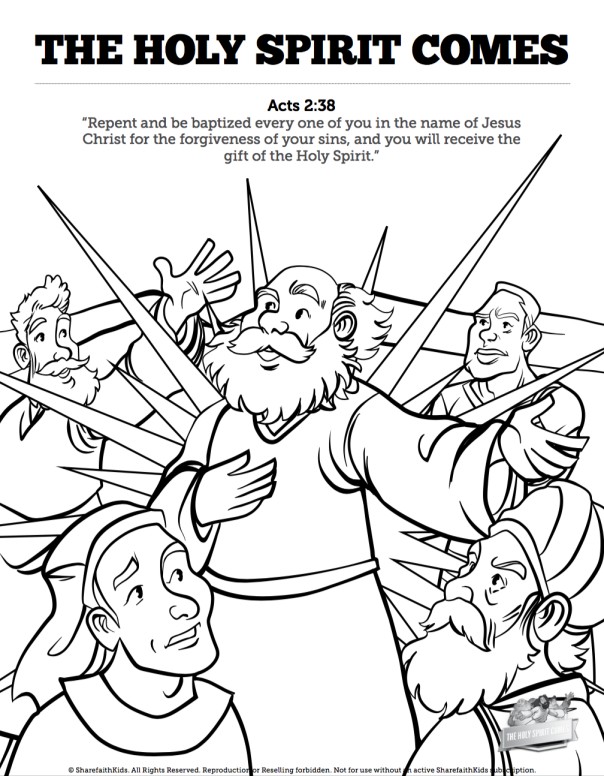 Acts the holy spirit es sunday school coloring pages clover media